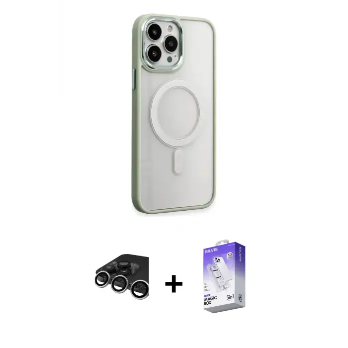 ieg™ iPhone 15 Pro Max Kılıf Yankı Işık Özel Seri - Siyah Bilvis 5in1 3D Magic Cam Ekran Koruyucu + Raze Metal Kamera Lens - GS
