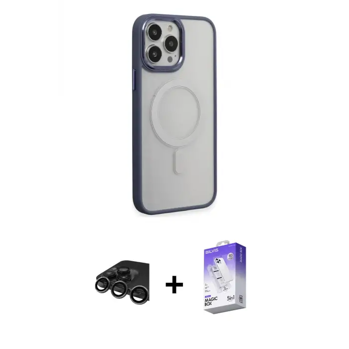 ieg™ iPhone 15 Pro Max Kılıf Yankı Işık Özel Seri - Siyah Bilvis 5in1 3D Magic Cam Ekran Koruyucu + Raze Metal Kamera Lens - TMGI