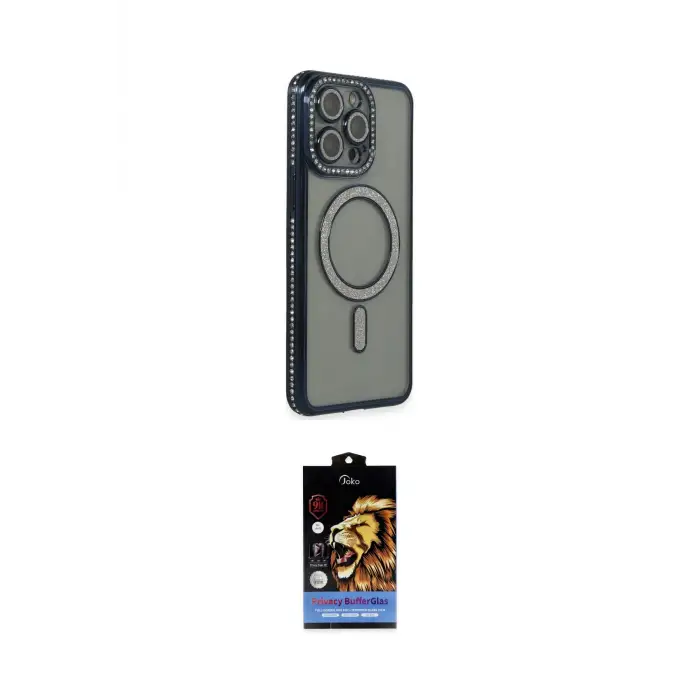 ieg™ iPhone 15 Pro Max Kılıf Zirve Doku Prime - Siyah Buffer Hayalet Cam Ekran Koruyucu