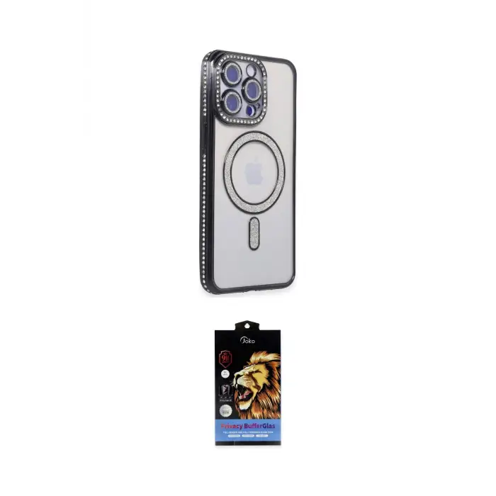 ieg™ iPhone 15 Pro Max Kılıf Zirve Doku Prime - Siyah Buffer Hayalet Cam Ekran Koruyucu