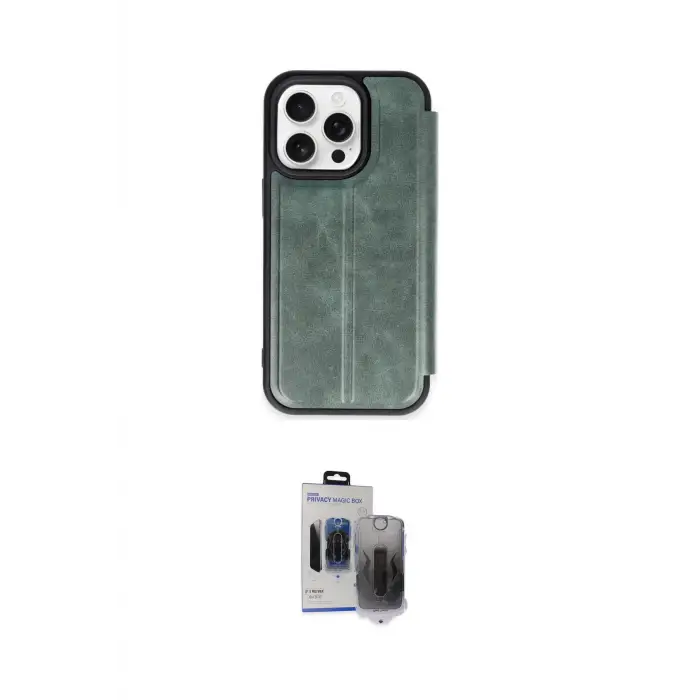 ieg™ iPhone 15 Pro Max Kılıf Zirve Yansıma Serisi - Siyah Vanessa Magic Hayalet Cam