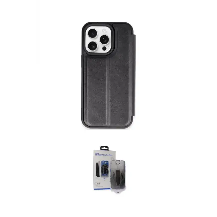 ieg™ iPhone 15 Pro Max Kılıf Zirve Yansıma Serisi - Siyah Vanessa Magic Hayalet Cam