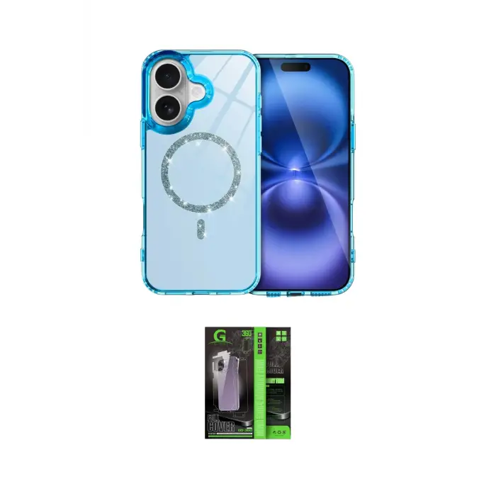ieg™ iPhone 16 Kılıf Kıvılcım Form Prime - Şeffaf 360 Full Body Arka Koruyucu