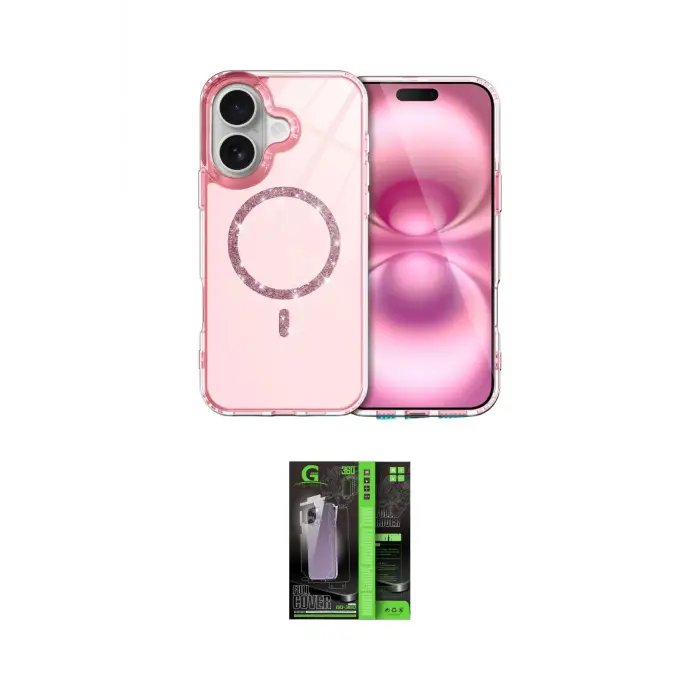 ieg™ iPhone 16 Kılıf Kıvılcım Form Prime - Şeffaf 360 Full Body Arka Koruyucu