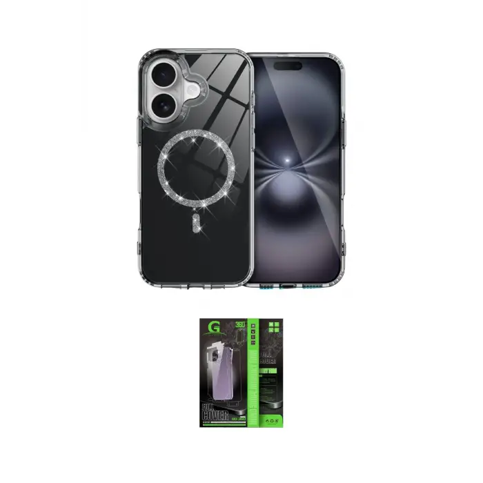 ieg™ iPhone 16 Kılıf Kıvılcım Form Prime - Şeffaf 360 Full Body Arka Koruyucu