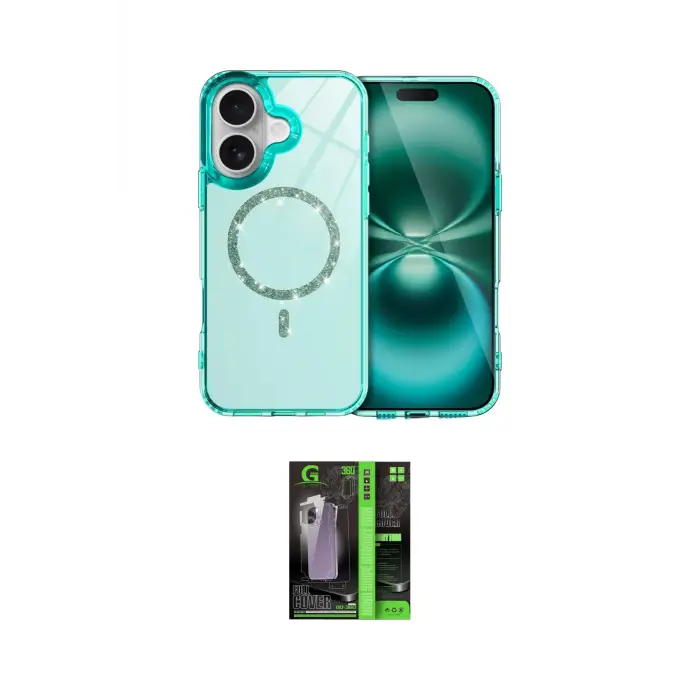 ieg™ iPhone 16 Kılıf Kıvılcım Form Prime - Şeffaf 360 Full Body Arka Koruyucu
