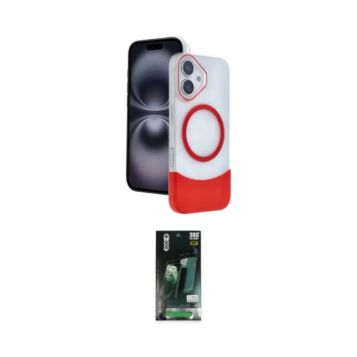 ieg™ iPhone 16 Kılıf Kozmos Form Özel Seri - Siyah 360 Mat Full Body Arka Koruyucu