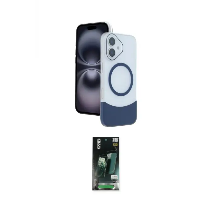 ieg™ iPhone 16 Kılıf Kozmos Form Özel Seri - Siyah 360 Mat Full Body Arka Koruyucu