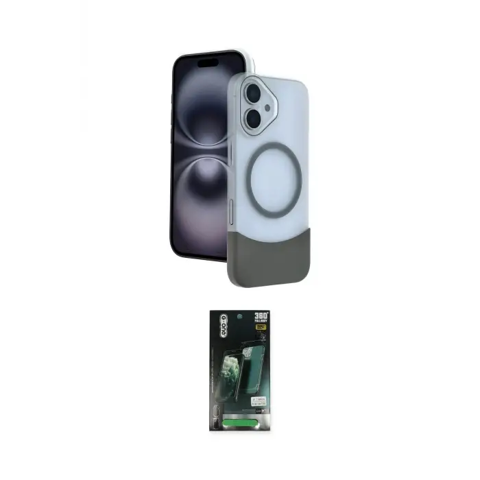 ieg™ iPhone 16 Kılıf Kozmos Form Özel Seri - Siyah 360 Mat Full Body Arka Koruyucu