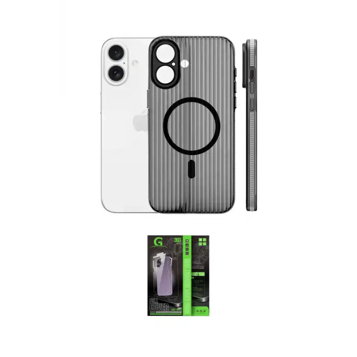 ieg™ iPhone 16 Kılıf Pusula Minimal Koleksiyonu - Şeffaf 360 Full Body Arka Koruyucu