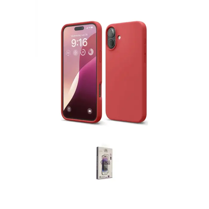 ieg™ iPhone 16 Plus Kılıf Ahenk Serisi - Siyah Bilvis 3D Cam Ekran Koruyucu