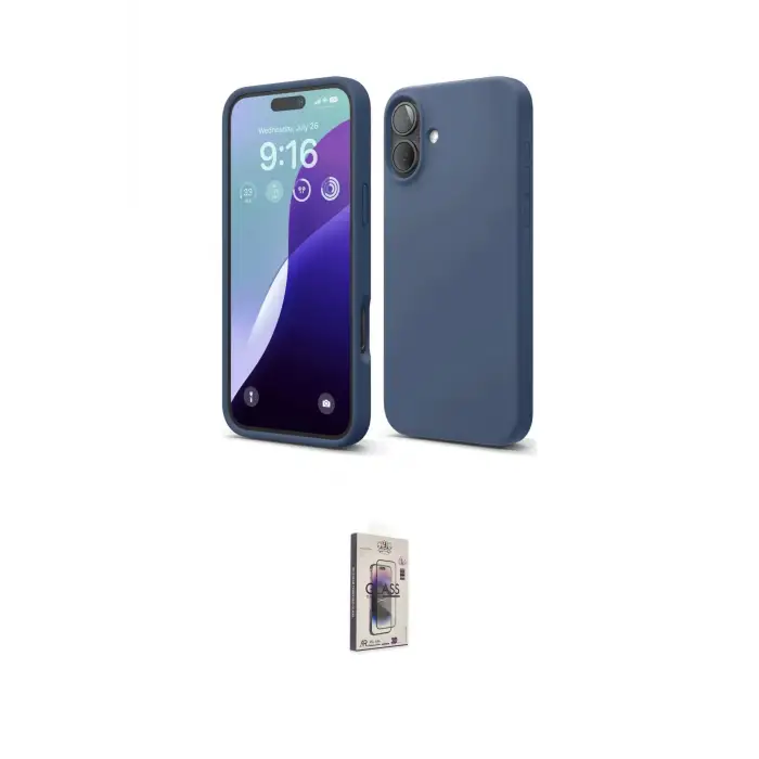 ieg™ iPhone 16 Plus Kılıf Ahenk Serisi - Siyah Bilvis 3D Cam Ekran Koruyucu