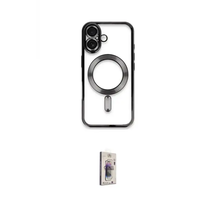 ieg™ iPhone 16 Plus Kılıf Nova Işık Özel Seri - Siyah Bilvis 3D Cam Ekran Koruyucu