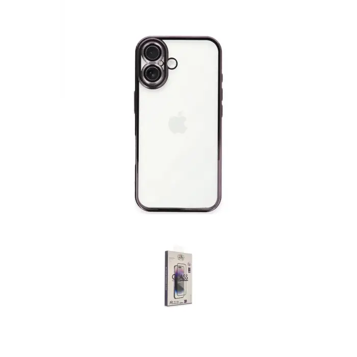 ieg™ iPhone 16 Plus Kılıf Vadi Minimal - Siyah Bilvis 3D Cam Ekran Koruyucu
