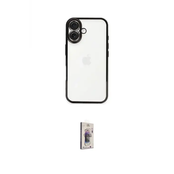 ieg™ iPhone 16 Plus Kılıf Vadi Minimal - Siyah Bilvis 3D Cam Ekran Koruyucu
