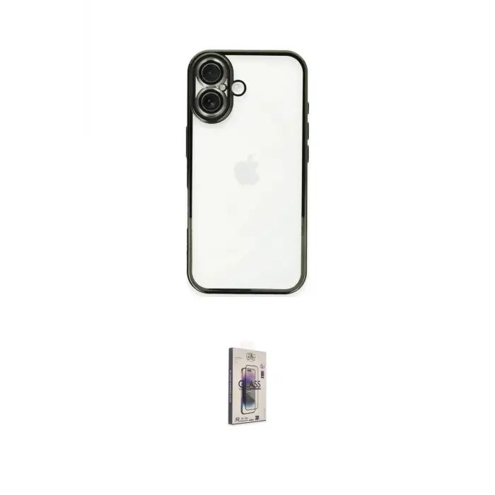ieg™ iPhone 16 Plus Kılıf Vadi Minimal - Siyah Bilvis 3D Cam Ekran Koruyucu
