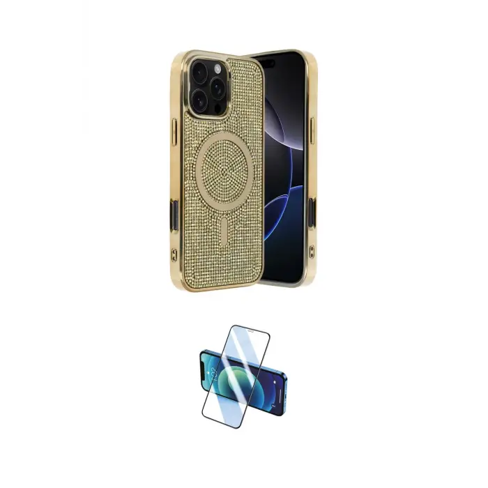 ieg™ iPhone 16 Pro Kılıf Eksen Çizgi - Siyah 3D Antistatik Cam Ekran Koruyucu