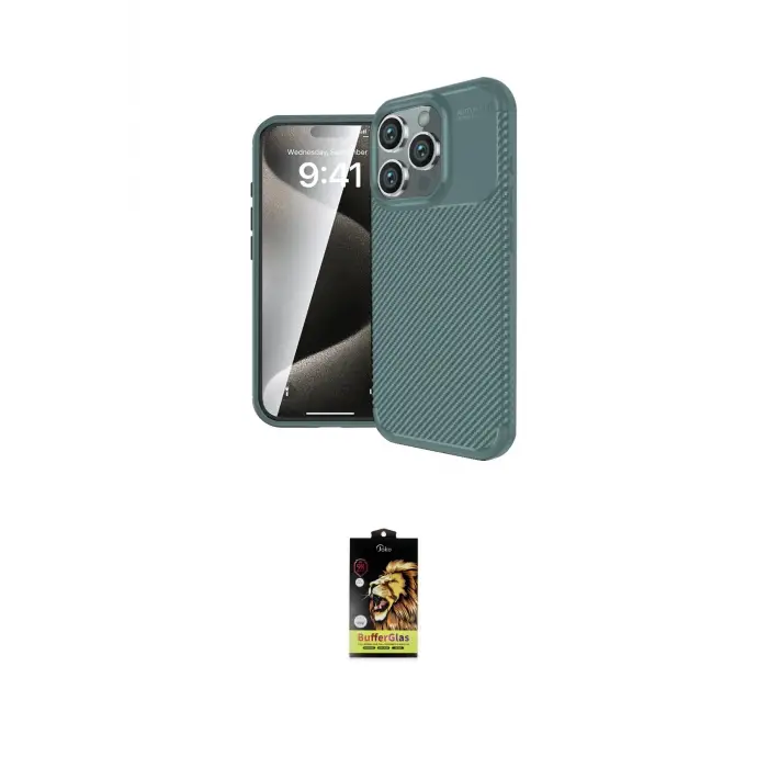 ieg™ iPhone 16 Pro Kılıf Eksen Form Prime - Siyah Buffer Cam Ekran Koruyucu