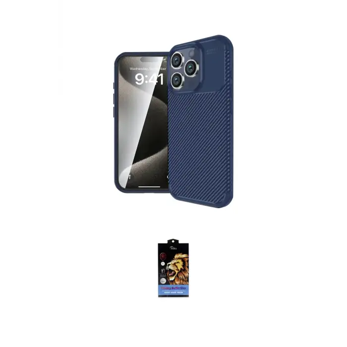 ieg™ iPhone 16 Pro Kılıf Eksen Form Prime - Siyah Buffer Hayalet Cam Ekran Koruyucu
