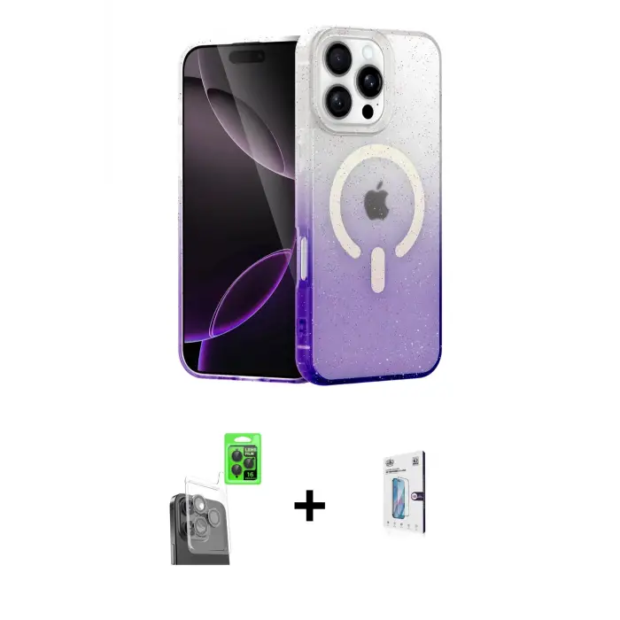 ieg™ iPhone 16 Pro Kılıf Eksen Minimal Özel Seri - Siyah Bilvis 0.18mm Plus Cam Ekran Koruyucu + Raze Metal Kamera Lens - SH