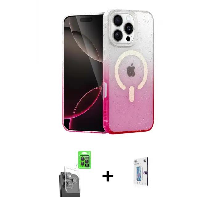 ieg™ iPhone 16 Pro Kılıf Eksen Minimal Özel Seri - Siyah Bilvis 0.18mm Plus Cam Ekran Koruyucu + Raze Metal Kamera Lens - SH