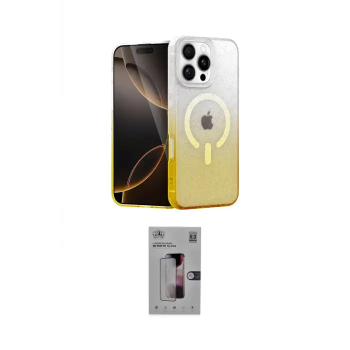 ieg™ iPhone 16 Pro Kılıf Eksen Minimal Özel Seri - Siyah Bilvis 3D Mat Cam Ekran Koruyucu