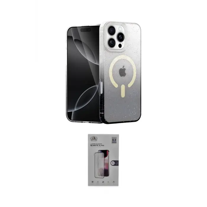 ieg™ iPhone 16 Pro Kılıf Eksen Minimal Özel Seri - Siyah Bilvis 3D Mat Cam Ekran Koruyucu
