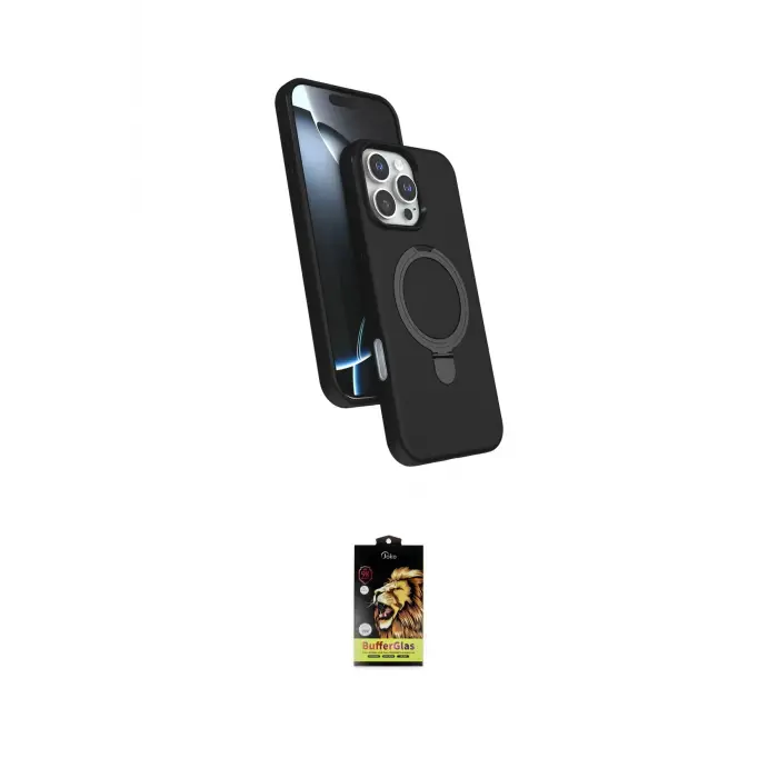 ieg™ iPhone 16 Pro Kılıf İz Işık Koleksiyonu - Siyah Buffer Cam Ekran Koruyucu