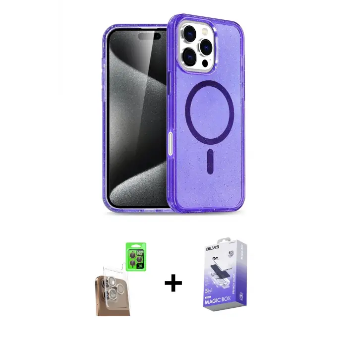 ieg™ iPhone 16 Pro Kılıf Nova Asil Prime - Siyah Bilvis 5in1 5D Magic Hayalet Cam Ekran Koruyucu + Raze Metal Kamera Lens - CLTM