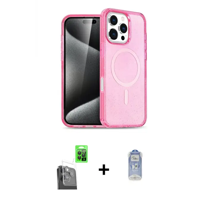 ieg™ iPhone 16 Pro Kılıf Nova Asil Prime - Siyah Joko Magic 5D Cam + Raze Metal Kamera Lens - SH