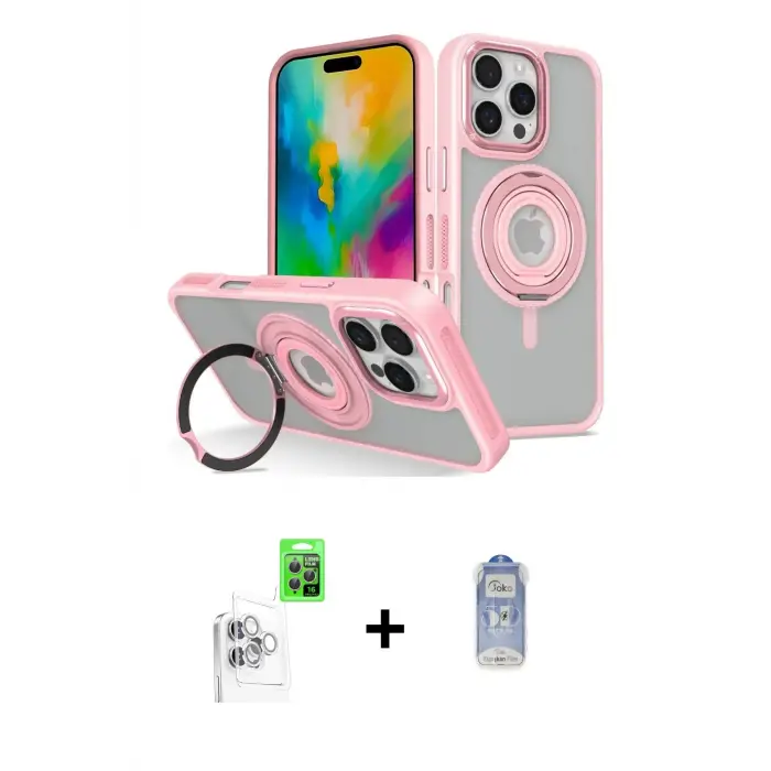 ieg™ iPhone 16 Pro Kılıf Nova Minimal Serisi - Siyah Joko Magic 5D Cam + Raze Metal Kamera Lens - BZ