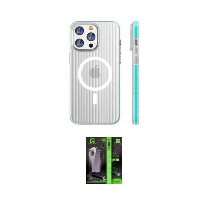 ieg™ iPhone 16 Pro Kılıf Pusula Minimal Koleksiyonu - Şeffaf 360 Full Body Arka Koruyucu