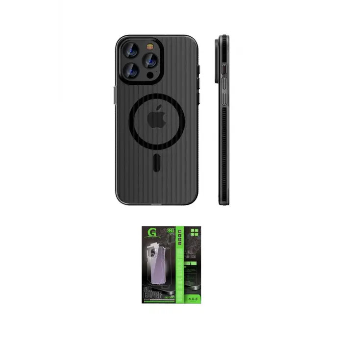 ieg™ iPhone 16 Pro Kılıf Pusula Minimal Koleksiyonu - Şeffaf 360 Full Body Arka Koruyucu