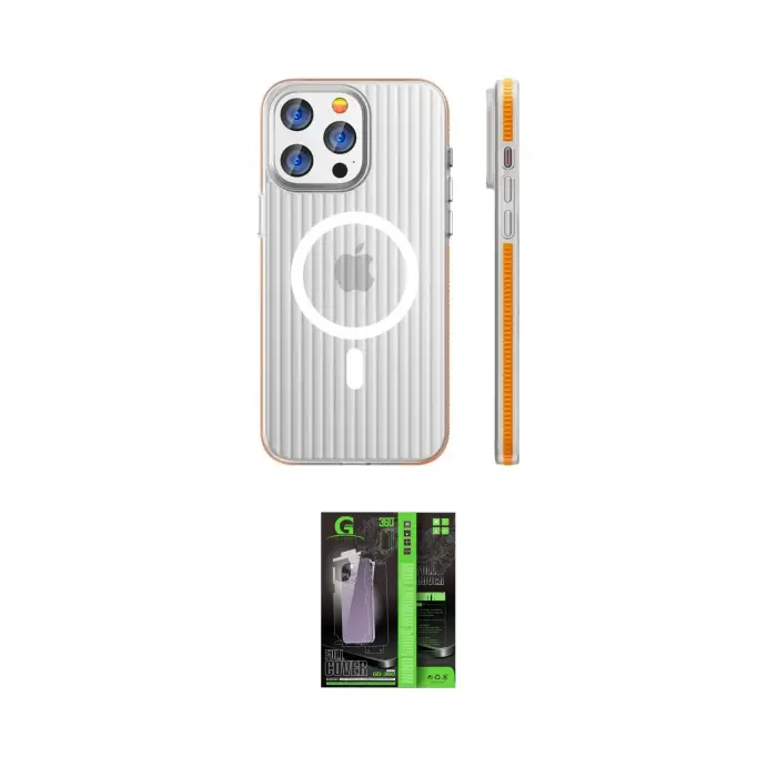ieg™ iPhone 16 Pro Kılıf Pusula Minimal Koleksiyonu - Şeffaf 360 Full Body Arka Koruyucu
