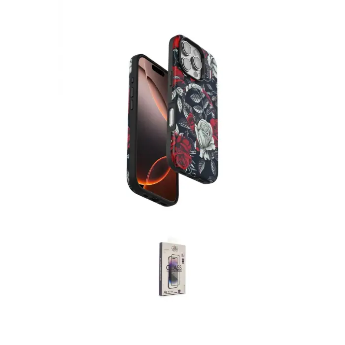 ieg™ iPhone 16 Pro Kılıf Siluet Doku - Siyah Bilvis 3D Cam Ekran Koruyucu