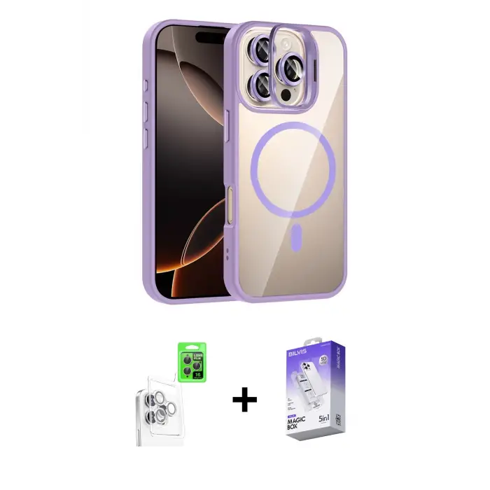 ieg™ iPhone 16 Pro Kılıf Yadigar Asil Koleksiyonu - Siyah Bilvis 5in1 3D Magic Cam Ekran Koruyucu + Raze Metal Kamera Lens - BZ