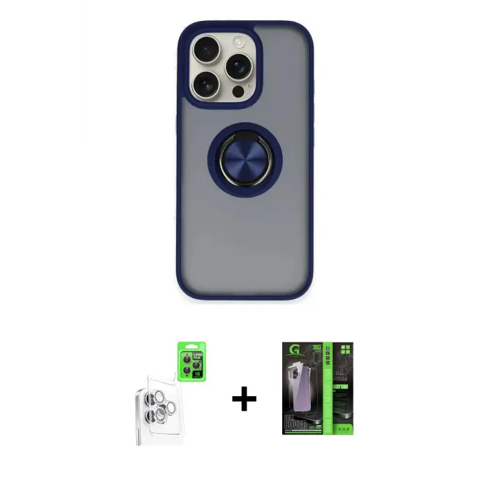 ieg™ iPhone 16 Pro Kılıf Yörünge Çizgi - Şeffaf 360 Full Body Arka Koruyucu + Raze Metal Kamera Lens - BZ
