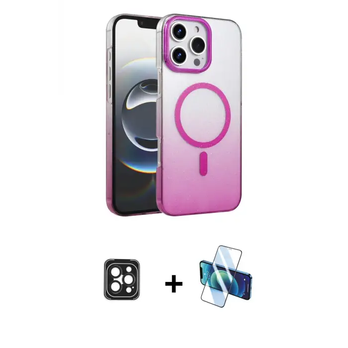 ieg™ iPhone 16 Pro Max Kılıf Ahenk Doku Özel Seri - Siyah 3D Antistatik Seramik Nano Ekran Koruyucu + PVD Metal Kamera Lens - SH