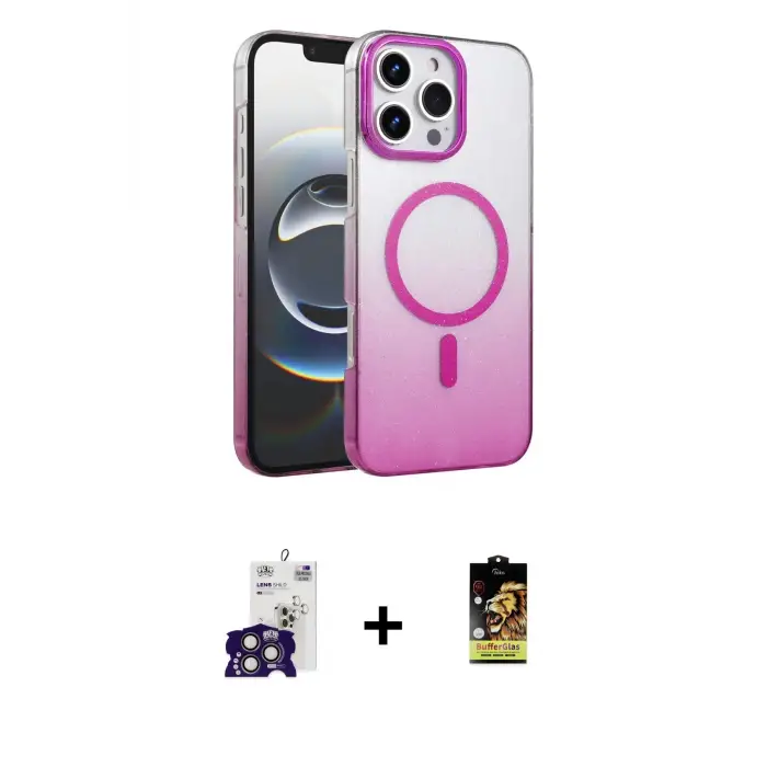 ieg™ iPhone 16 Pro Max Kılıf Ahenk Doku Özel Seri - Siyah Buffer Cam Ekran Koruyucu + Bilvis Titan Kamera Lens - TMGI