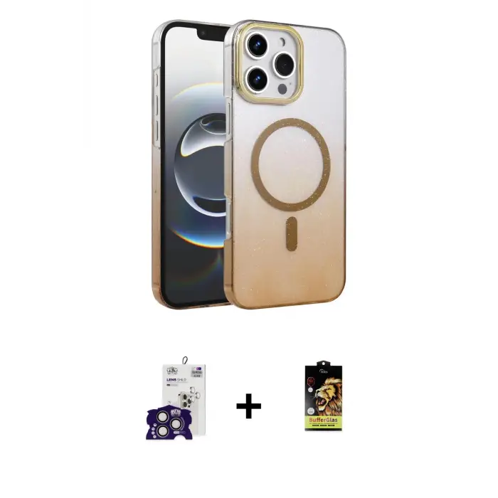 ieg™ iPhone 16 Pro Max Kılıf Ahenk Doku Özel Seri - Siyah Buffer Cam Ekran Koruyucu + Bilvis Titan Kamera Lens - TMGI