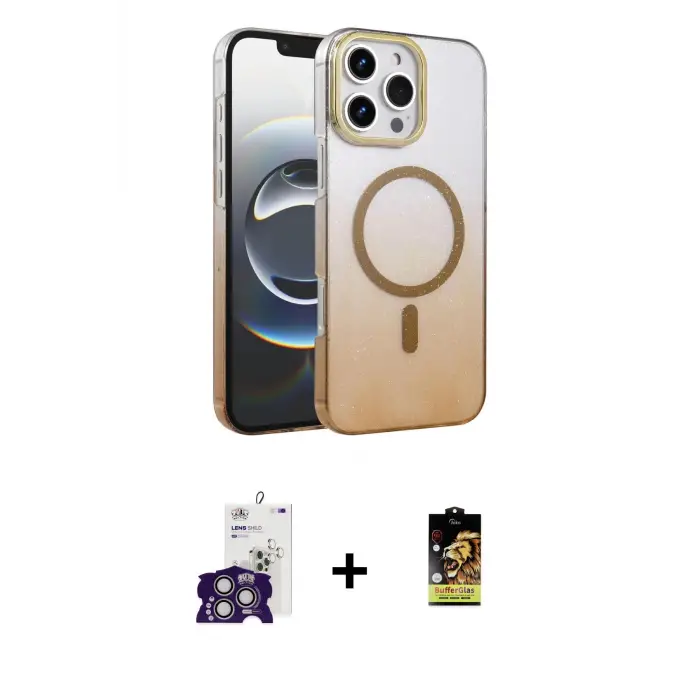 ieg™ iPhone 16 Pro Max Kılıf Ahenk Doku Özel Seri - Siyah Buffer Cam Ekran Koruyucu + Bilvis Titan Kamera Lens - GS