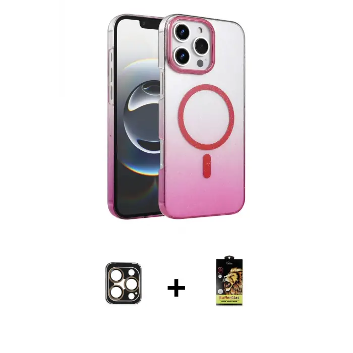 ieg™ iPhone 16 Pro Max Kılıf Ahenk Doku Özel Seri - Siyah Buffer Cam Ekran Koruyucu + PVD Metal Kamera Lens - GD
