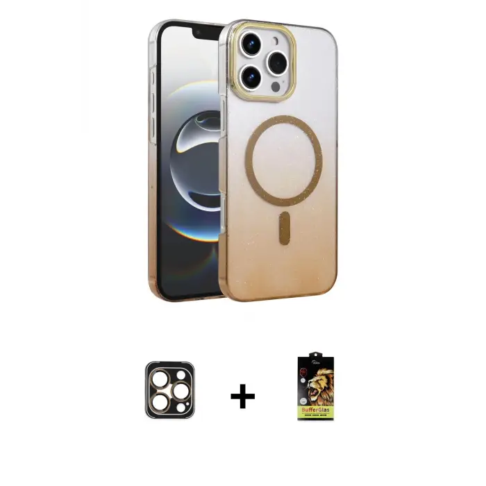 ieg™ iPhone 16 Pro Max Kılıf Ahenk Doku Özel Seri - Siyah Buffer Cam Ekran Koruyucu + PVD Metal Kamera Lens - GD