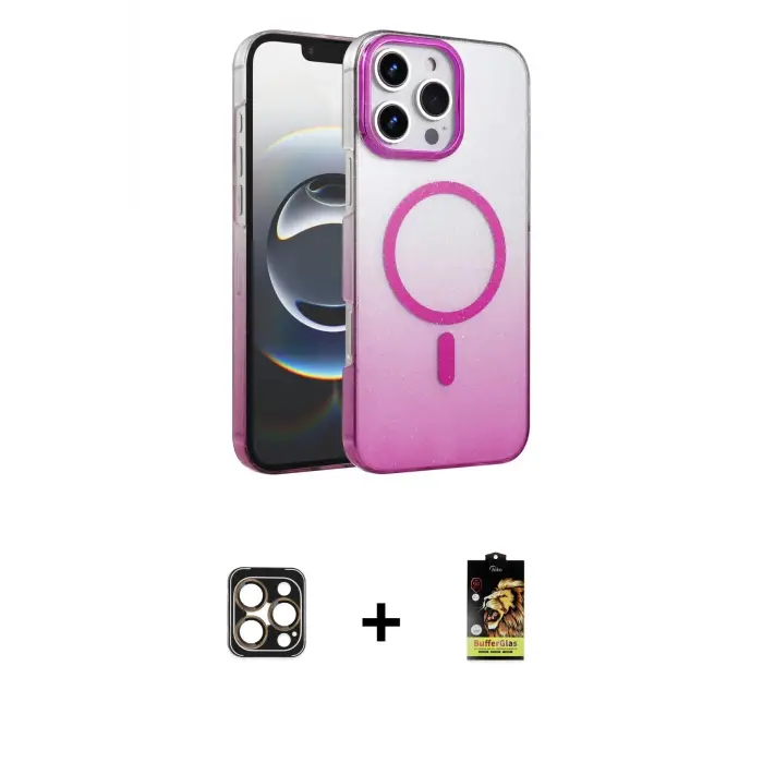 ieg™ iPhone 16 Pro Max Kılıf Ahenk Doku Özel Seri - Siyah Buffer Cam Ekran Koruyucu + PVD Metal Kamera Lens - GD