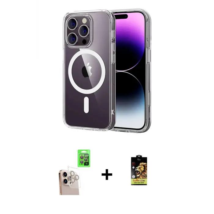 ieg™ iPhone 16 Pro Max Kılıf Ahenk Minimal Serisi - Siyah Buffer Cam Ekran Koruyucu + Raze Metal Kamera Lens - NLGY