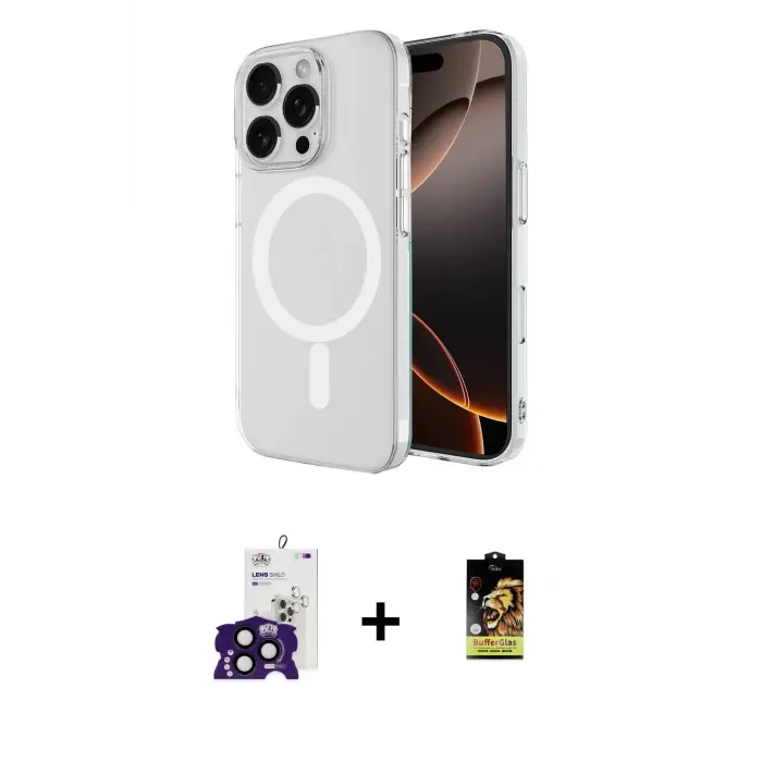ieg™ iPhone 16 Pro Max Kılıf Ahenk Yansıma Prime - Siyah Buffer Cam Ekran Koruyucu + Bilvis Titan Kamera Lens - SH