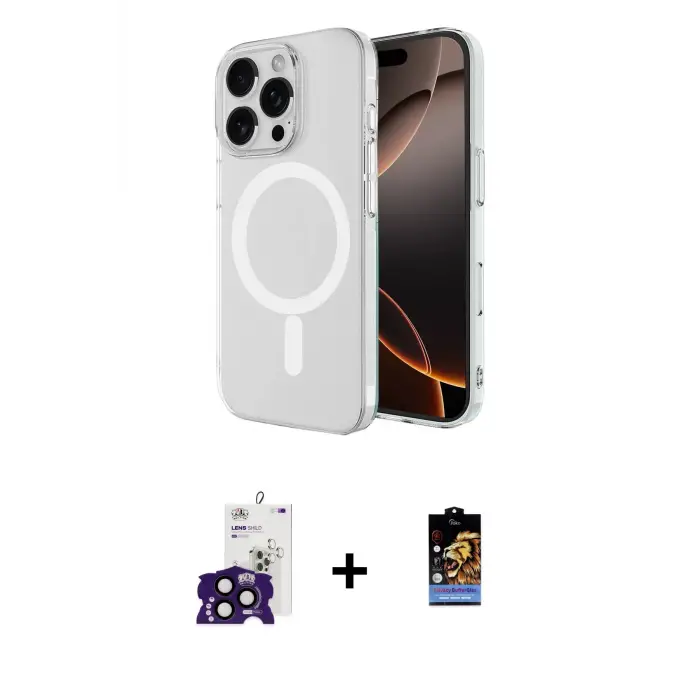 ieg™ iPhone 16 Pro Max Kılıf Ahenk Yansıma Prime - Siyah Buffer Hayalet Cam Ekran Koruyucu + Bilvis Titan Kamera Lens - SH