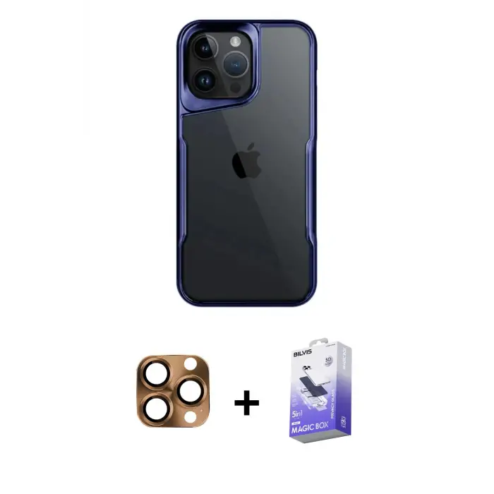ieg™ iPhone 16 Pro Max Kılıf Akış Çizgi Koleksiyonu - Siyah Bilvis 5in1 5D Magic Hayalet Cam Ekran Koruyucu + Pers Alüminyum Kamera Lens - CLTM