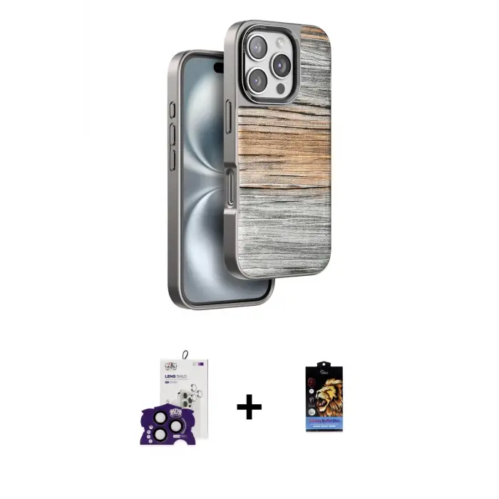 ieg™ iPhone 16 Pro Max Kılıf Atlas Minimal Özel Seri - Siyah Buffer Hayalet Cam Ekran Koruyucu + Bilvis Titan Kamera Lens - SH