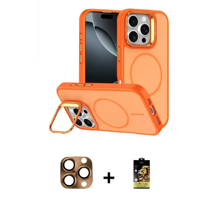 ieg™ iPhone 16 Pro Max Kılıf Çekirdek Klasik - Siyah Buffer Cam Ekran Koruyucu + Pers Alüminyum Kamera Lens - CLTM